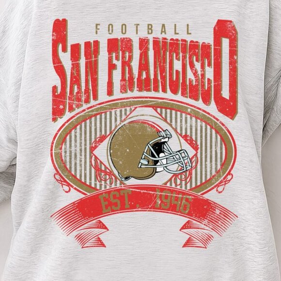 San Francisco Football Vintage Style Crewneck Sweatshirt 17 - Picture 2 of 5